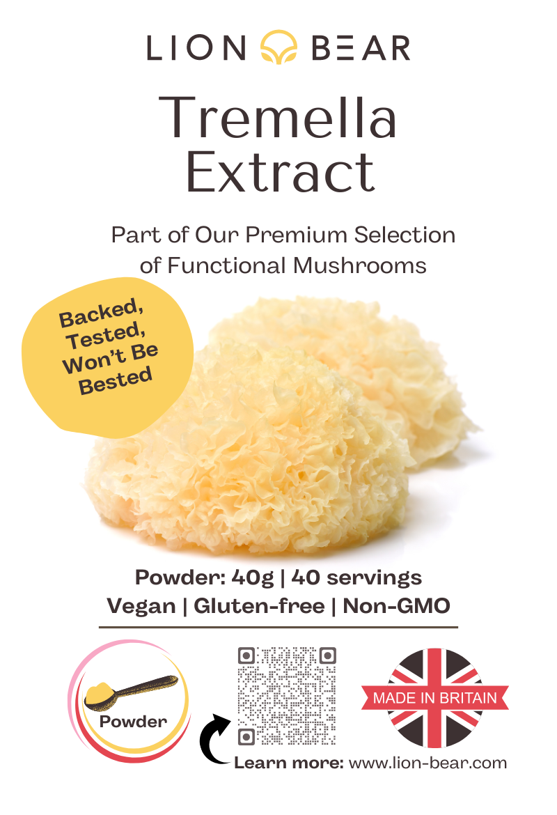 Tremella Extract Packaging Front Side featuring snowball mushroom