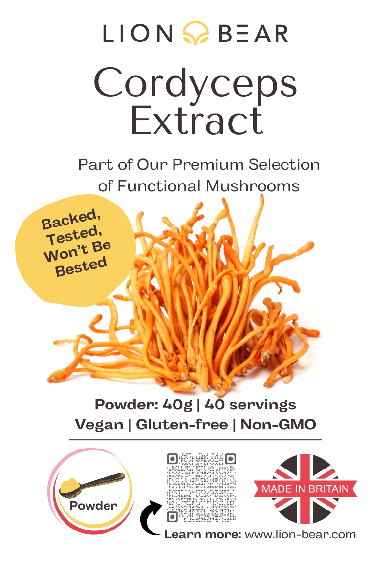 Cordyceps Extract Packaging Front Side featuring Cordyceps mushrooms